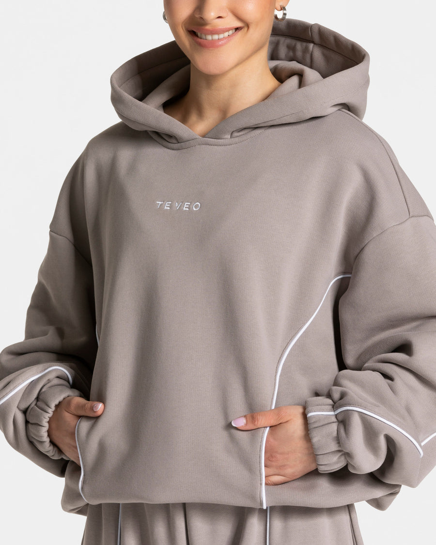 Contrastline Hooded Sweater "Stone"