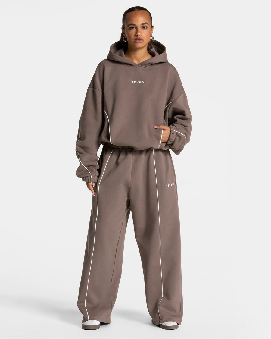 Contrastline Hooded Sweater "Mokka"