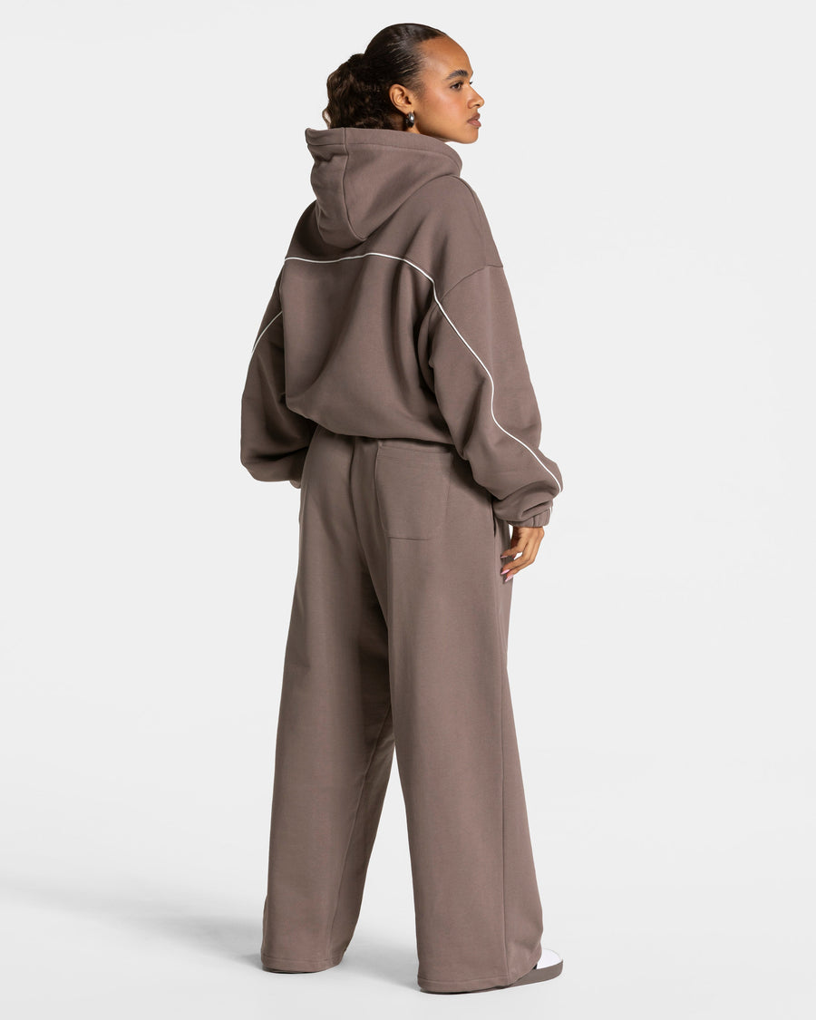 Contrastline Hooded Sweater "Mokka"