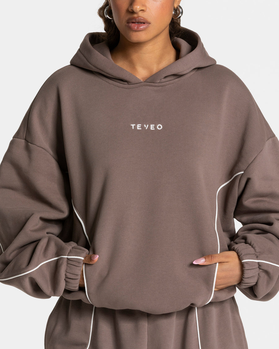 Contrastline Hooded Sweater "Mokka"