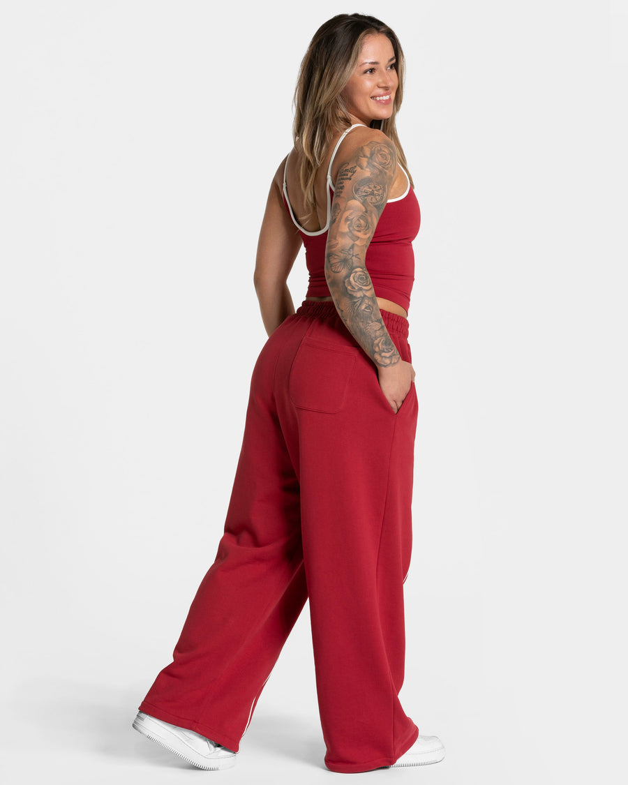 Contrastline Wide Leg Jogger "Cherry"