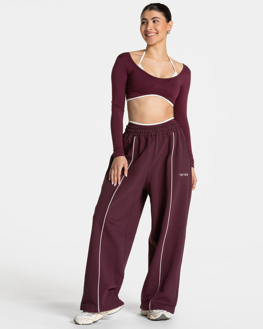 Contrastline Wide Leg Jogger "Pflaume"