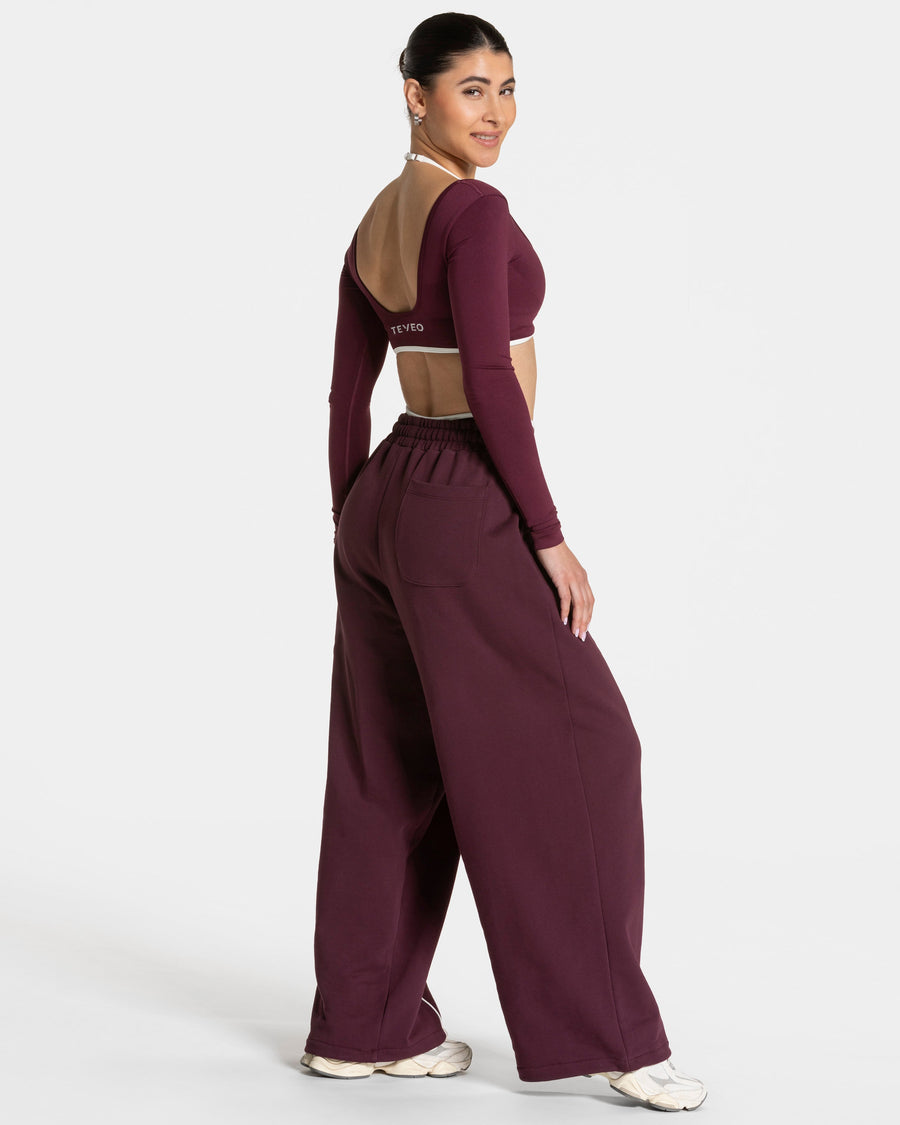 Contrastline Wide Leg Jogger "Pflaume"