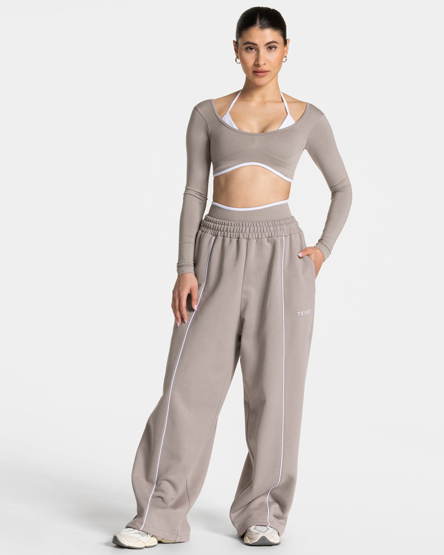 Contrastline Wide Leg Jogger "Stone"
