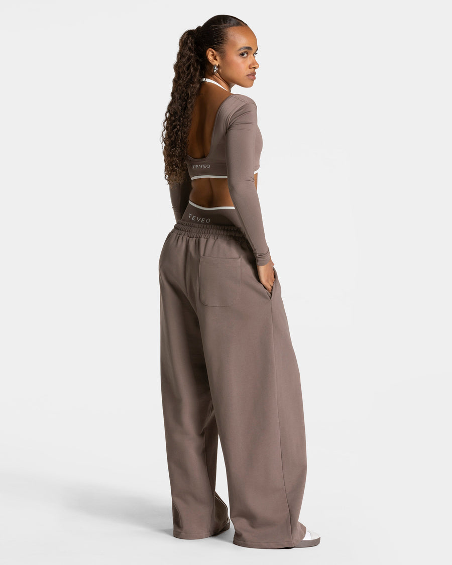 Contrastline Wide Leg Jogger "Mokka"