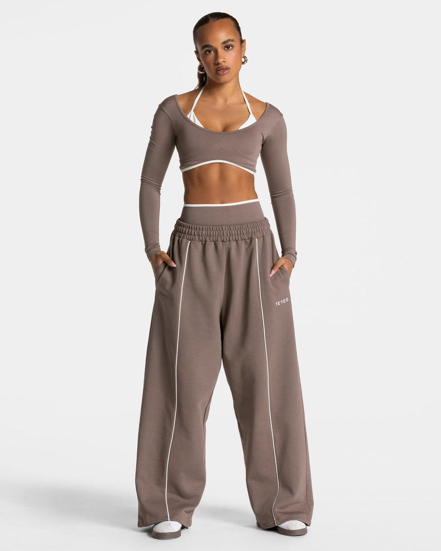 Contrastline Wide Leg Jogger "Mokka"