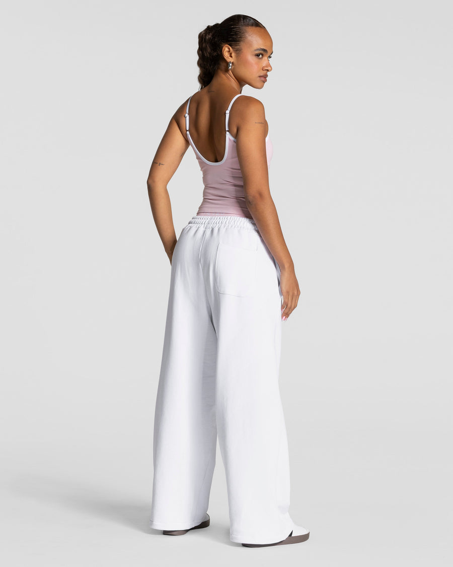 Contrastline Wide Leg Jogger "Weiß"