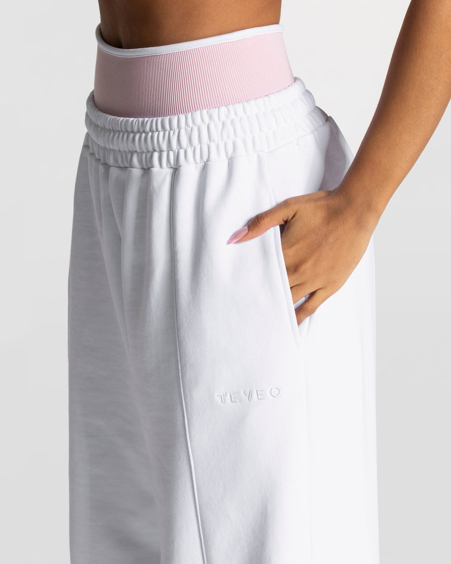 Contrastline Wide Leg Jogger "Weiß"