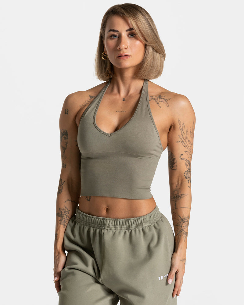 Timeless Pro Neckholder Top "Khaki"