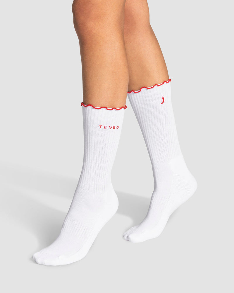 Valentine Ruffle Socken (2er-Pack) "Chili Rosa/Chili Weiß"