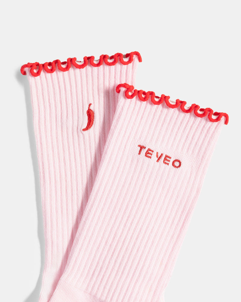Valentine Ruffle Socken (2er-Pack) "Chili Rosa/Chili Weiß"