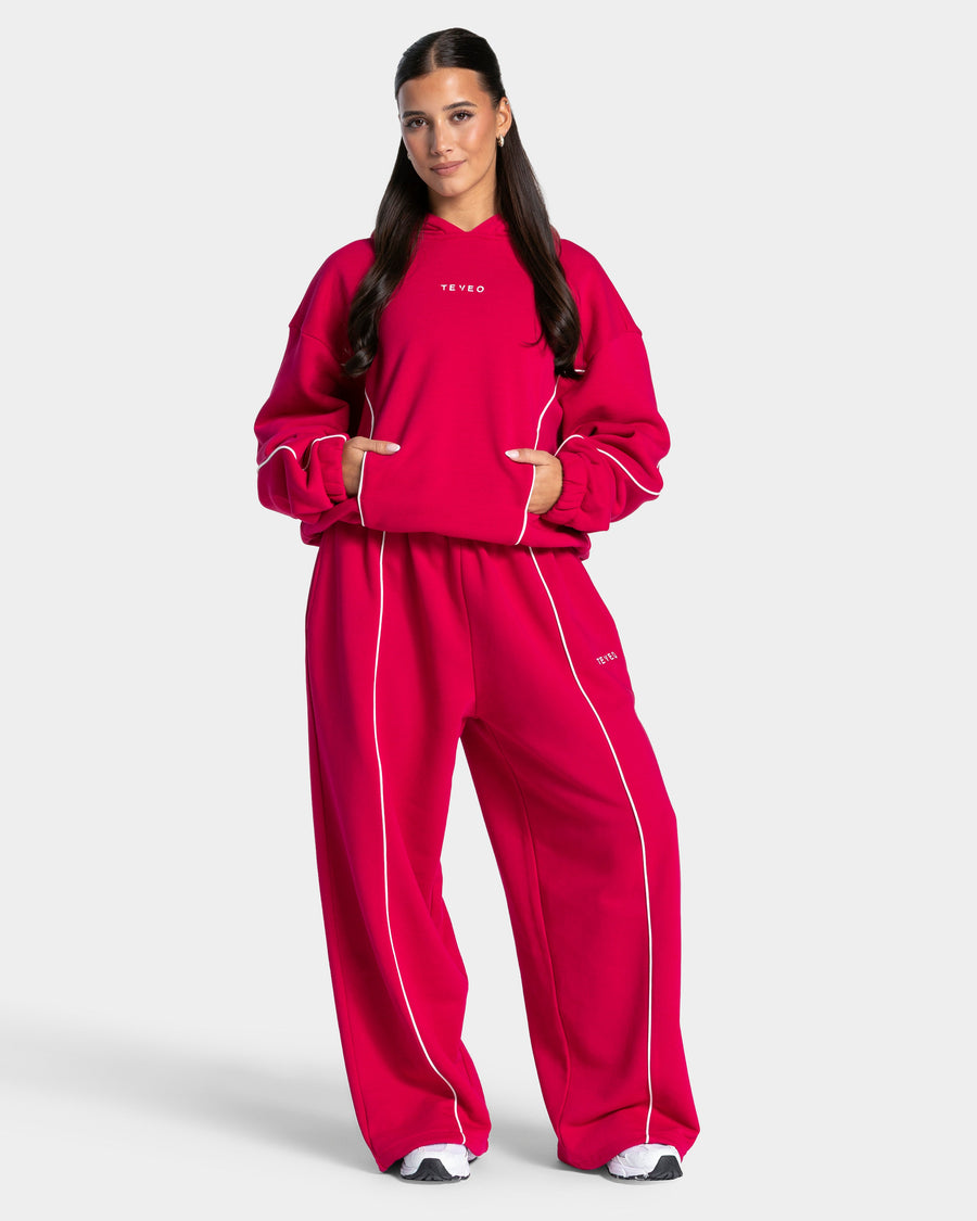 Contrastline Hooded Sweater "Raspberry"