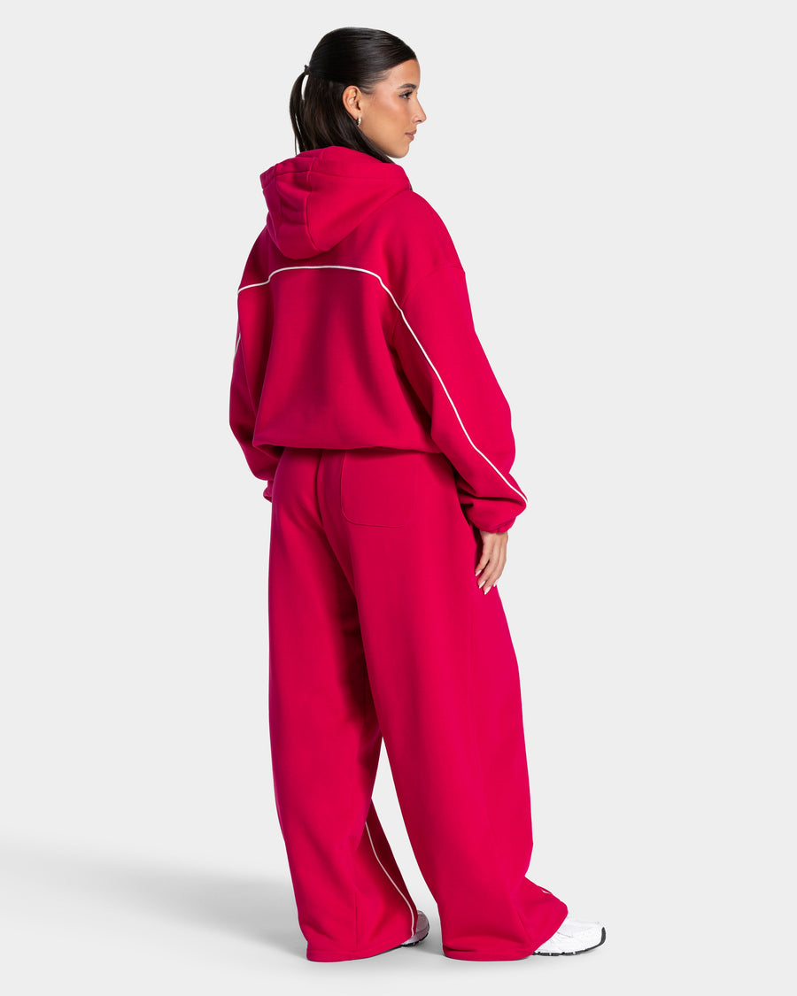Contrastline Hooded Sweater "Raspberry"