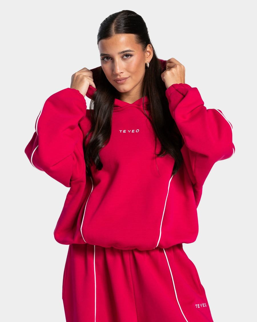 Contrastline Hooded Sweater "Raspberry"
