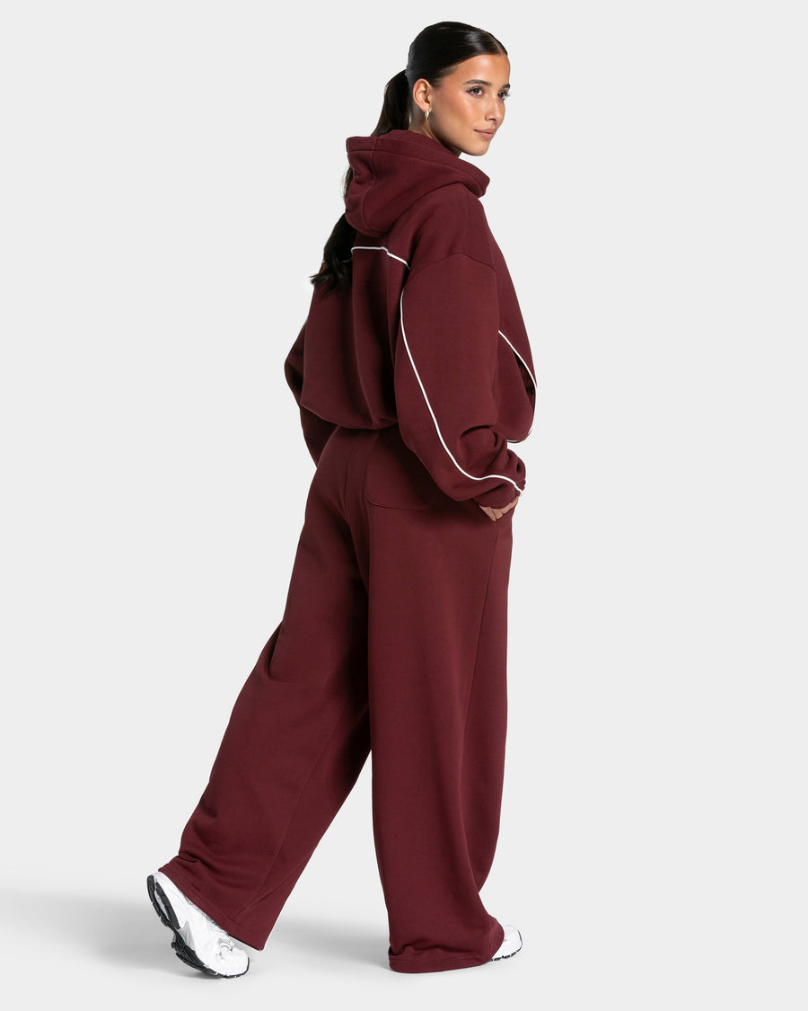 Contrastline Hooded Sweater "Weinrot"