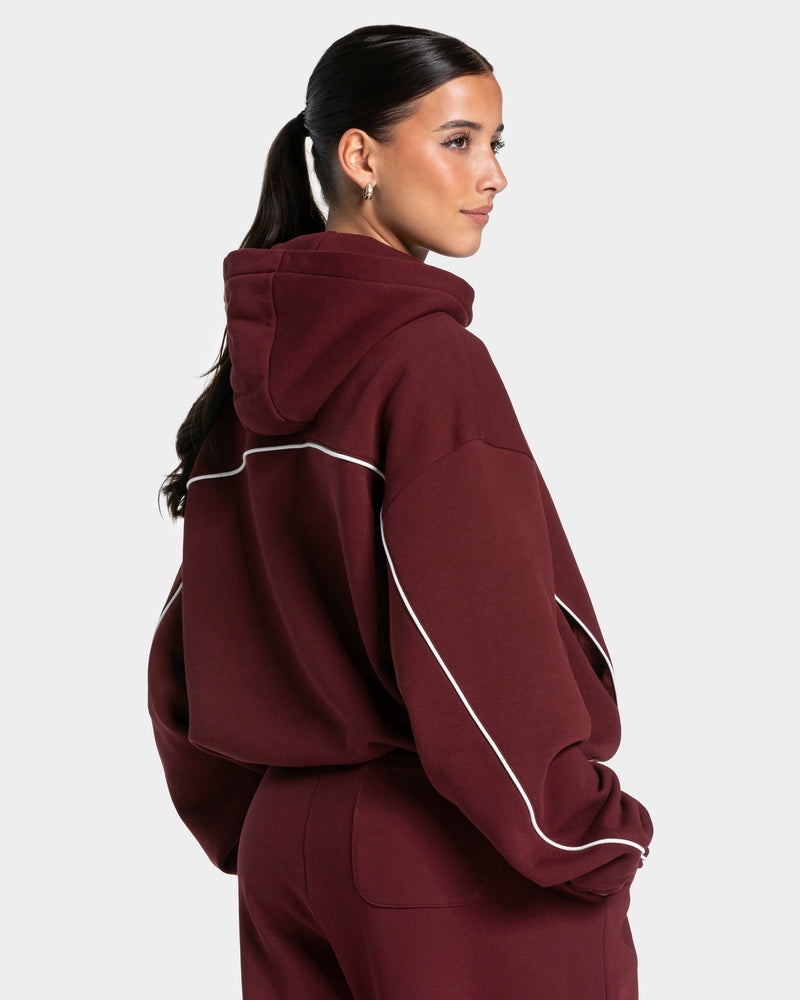 Contrastline Hooded Sweater "Weinrot"