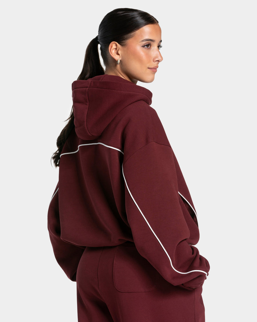 Contrastline Hooded Sweater "Weinrot"