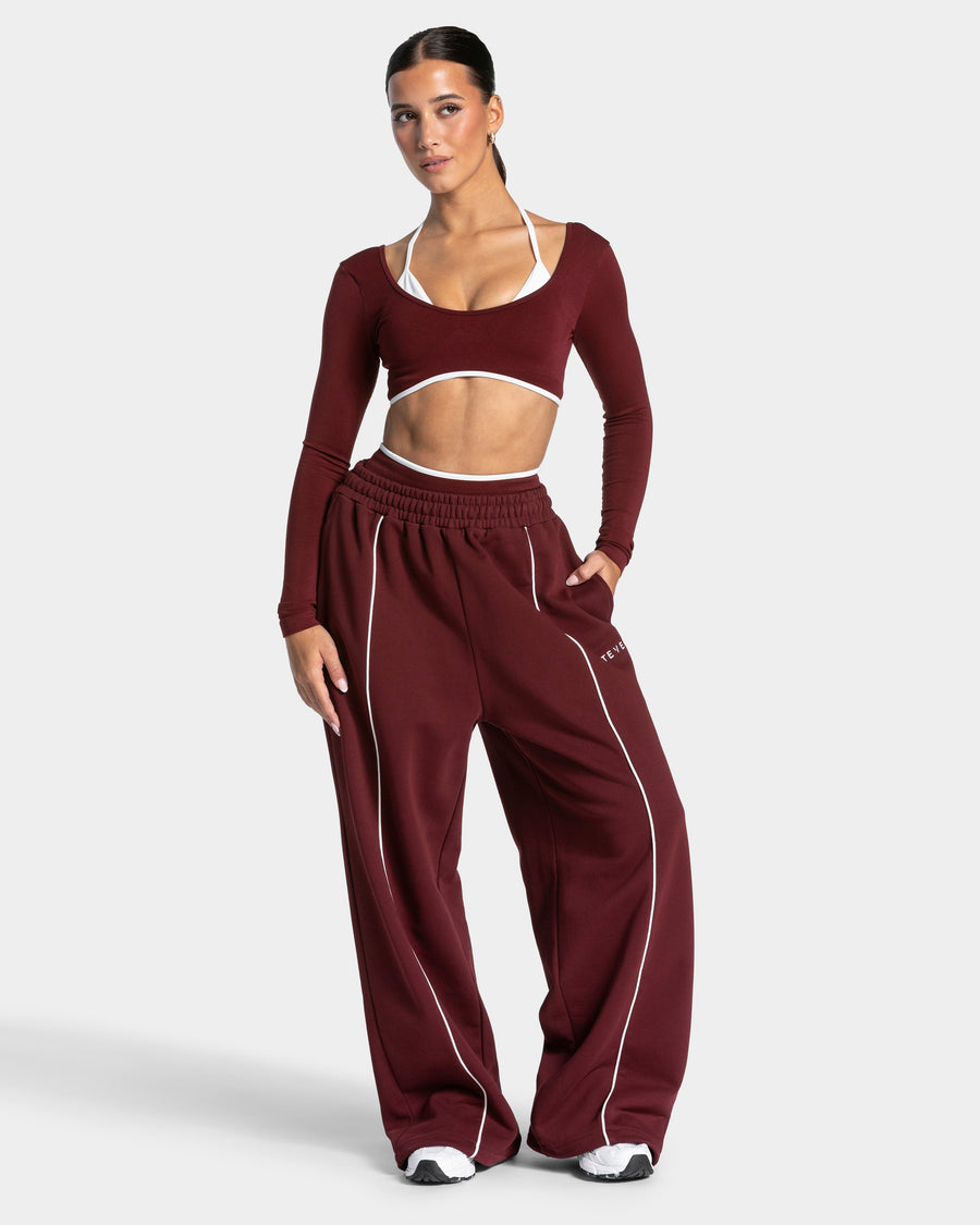 Contrastline Wide Leg Jogger "Weinrot"
