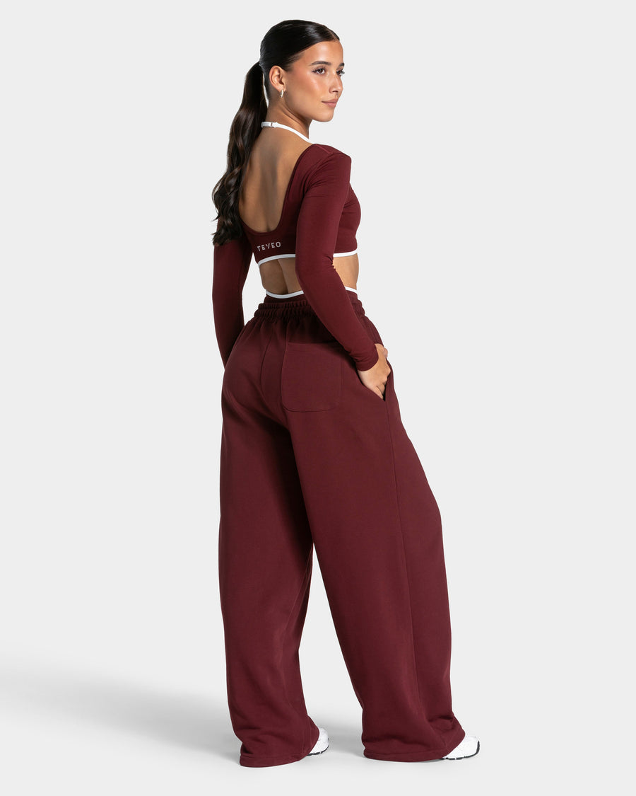 Contrastline Wide Leg Jogger "Weinrot"