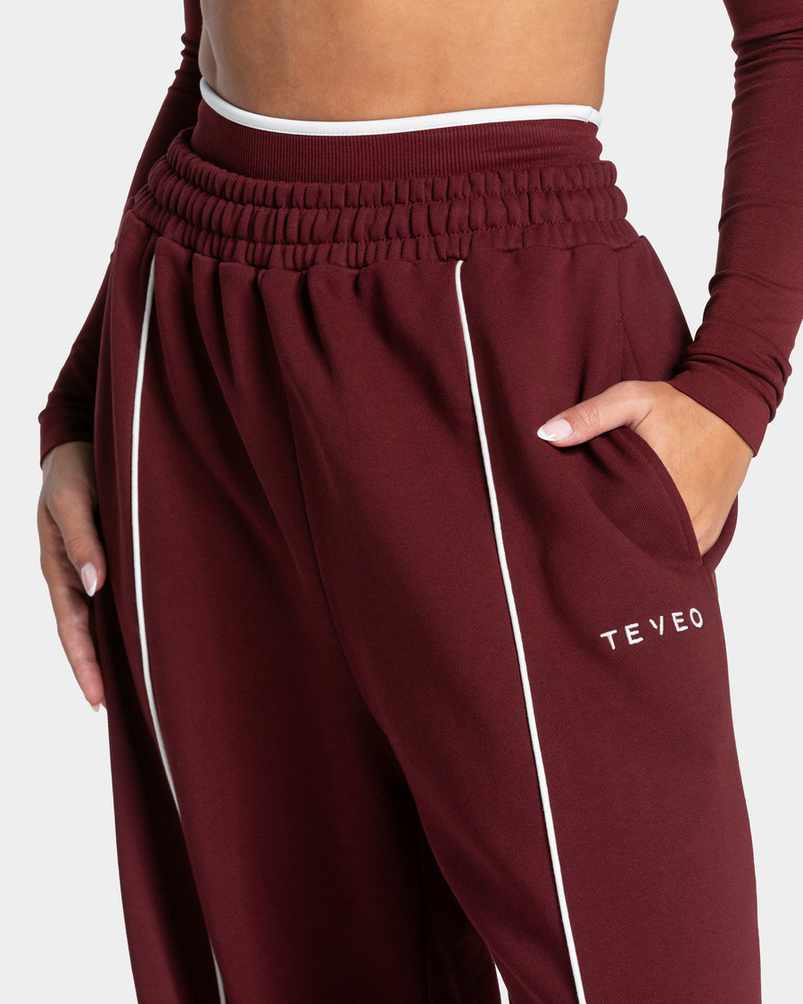 Contrastline Wide Leg Jogger "Weinrot"