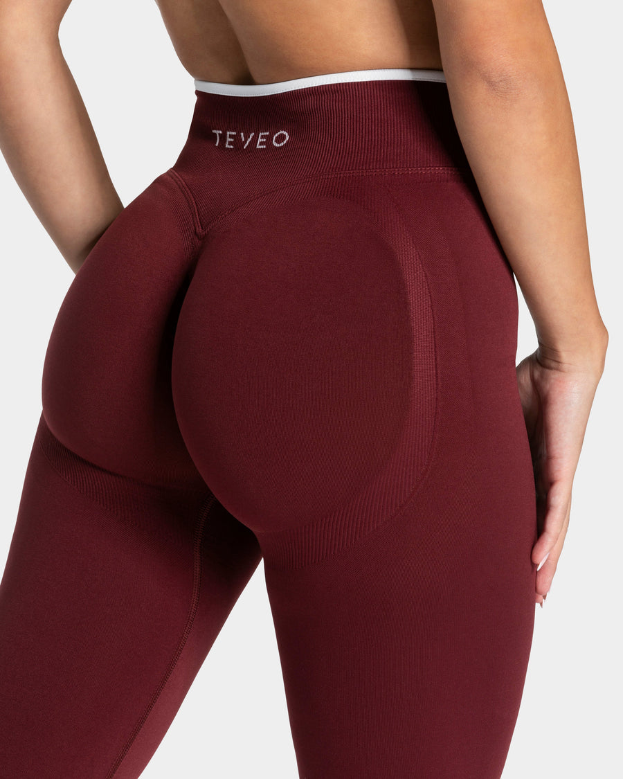 Contrastline Sculpt Scrunch Leggings "Weinrot"