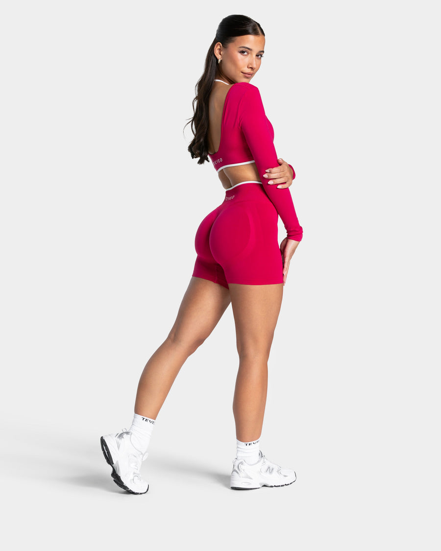 Contrastline Sculpt Scrunch Shorts "Raspberry"