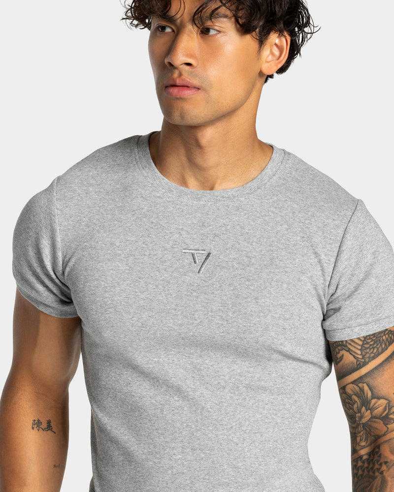 Workout Ribbed T-Shirt "Hellgrau"