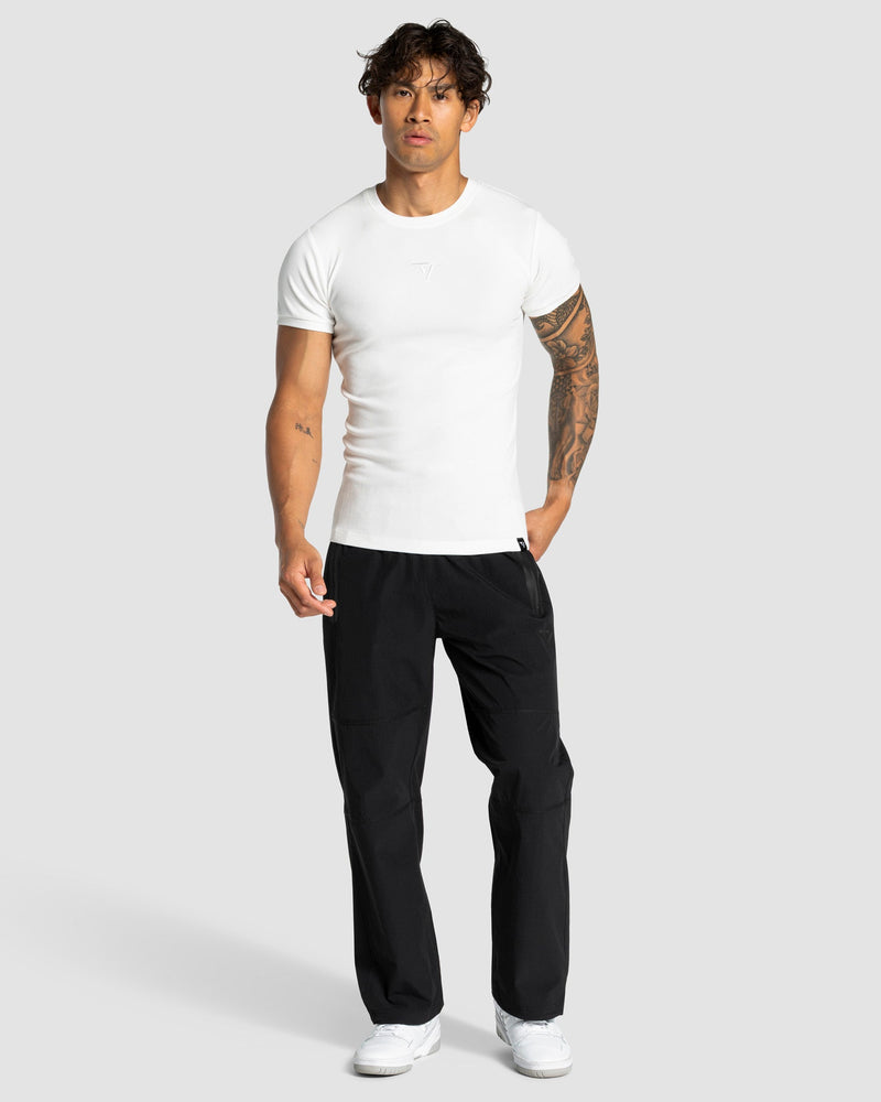Workout Ribbed T-Shirt "Weiß"