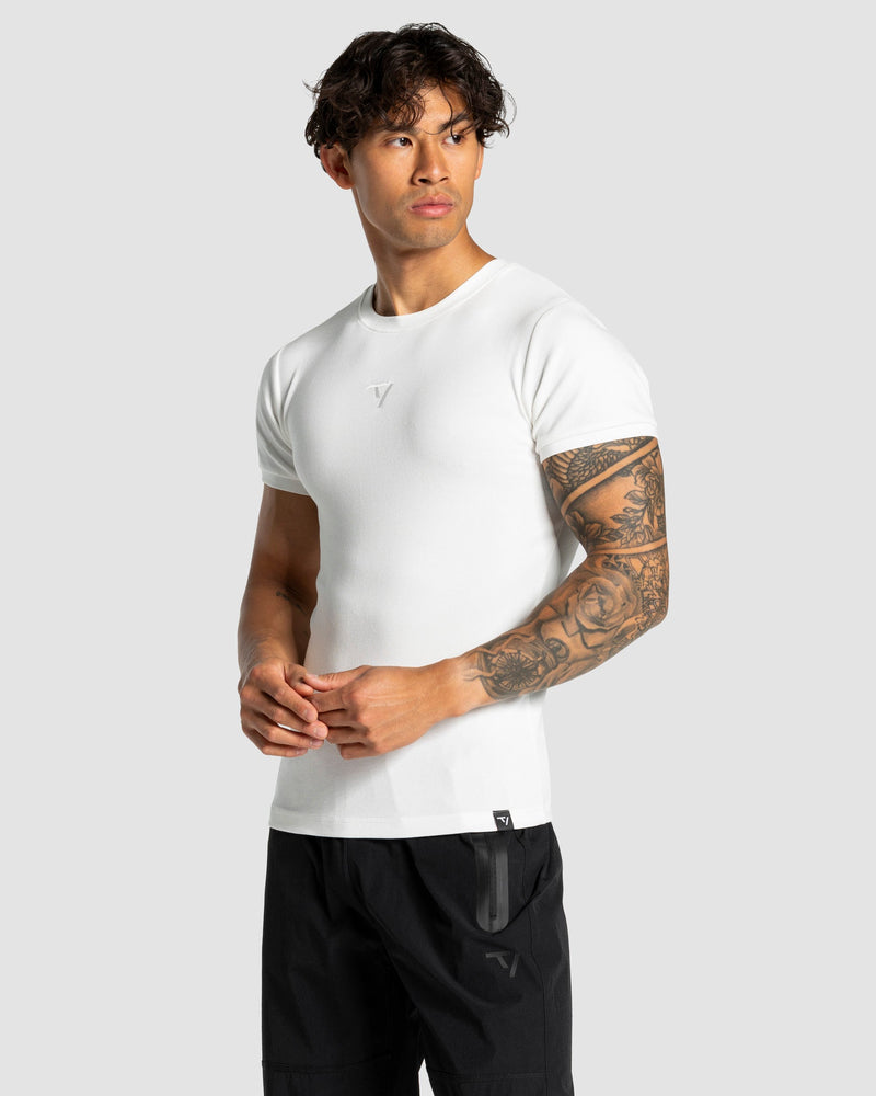 Workout Ribbed T-Shirt "Weiß"