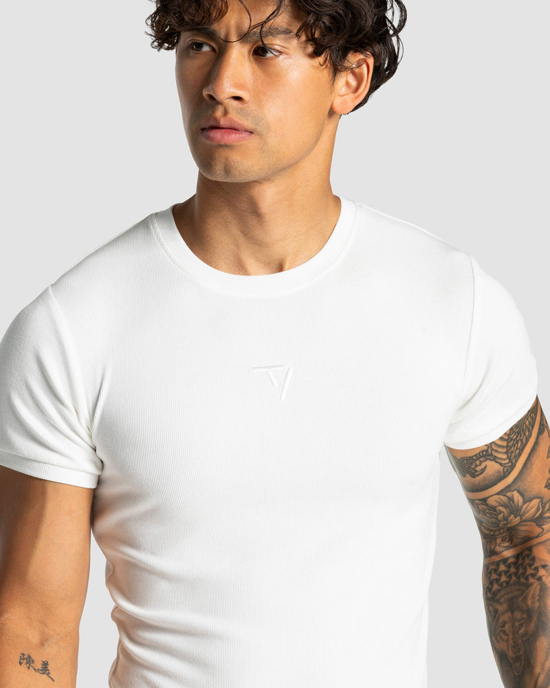 Workout Ribbed T-Shirt "Weiß"
