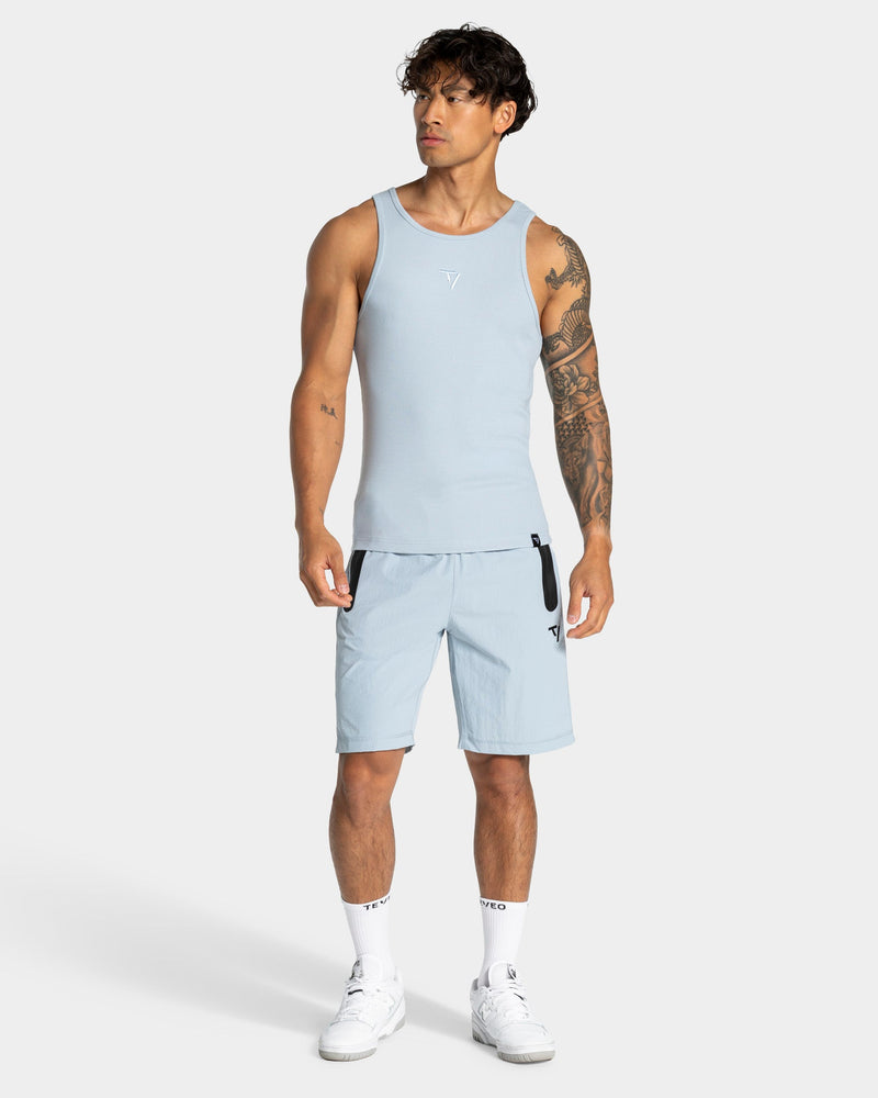 Workout Ribbed Tank "Stahlblau"