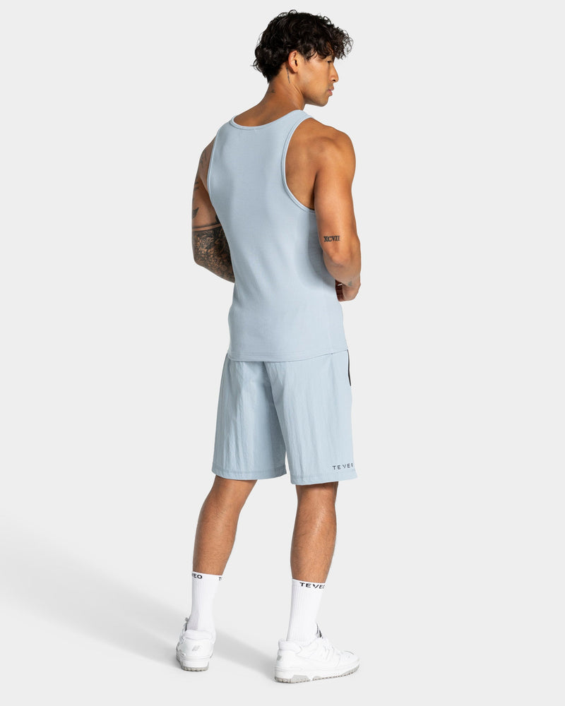 Workout Ribbed Tank "Stahlblau"