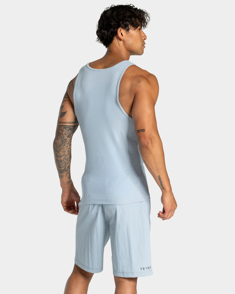Workout Ribbed Tank "Stahlblau"
