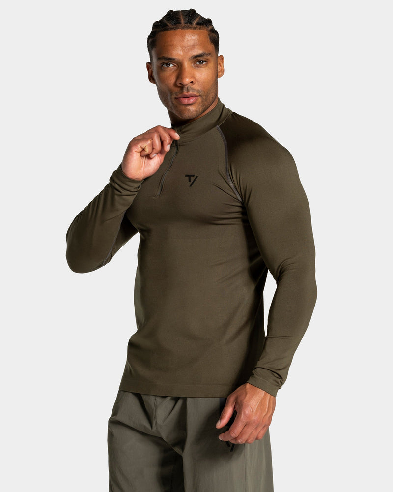 Workout Seamless Half Zip Longsleeve "Olive"