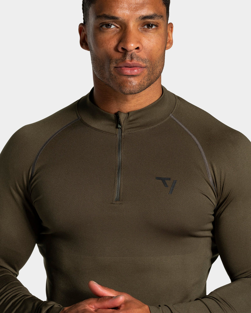 Workout Seamless Half Zip Longsleeve "Olive"