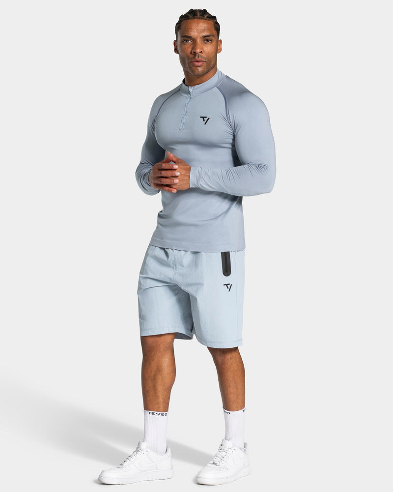 Workout Seamless Half Zip Longsleeve "Stahlblau"