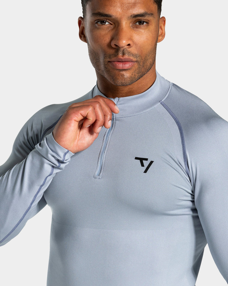 Workout Seamless Half Zip Longsleeve "Stahlblau"