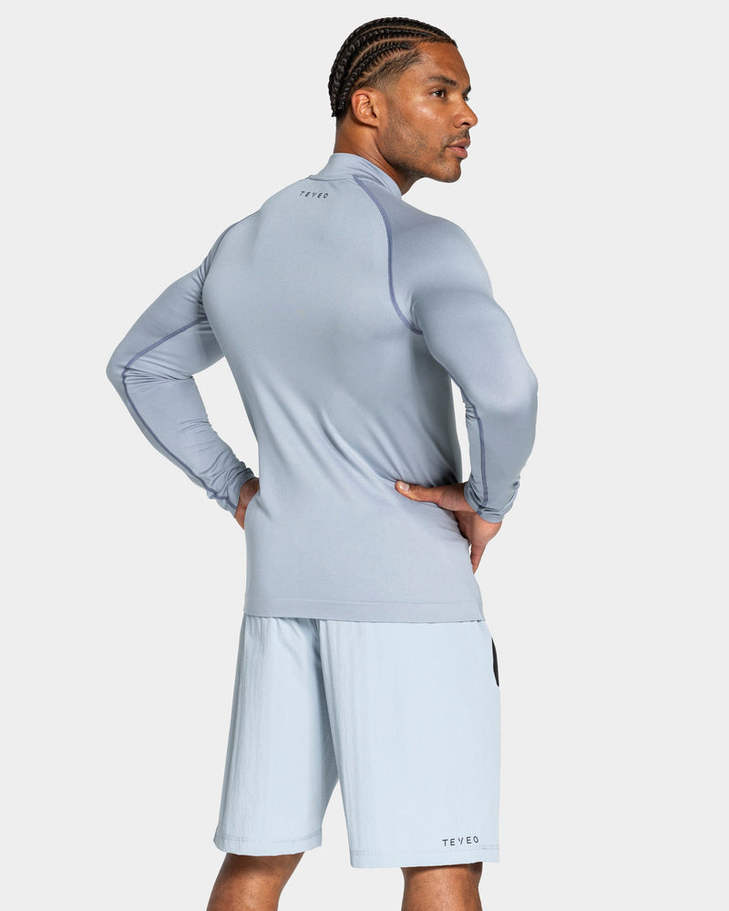 Workout Seamless Half Zip Longsleeve "Stahlblau"