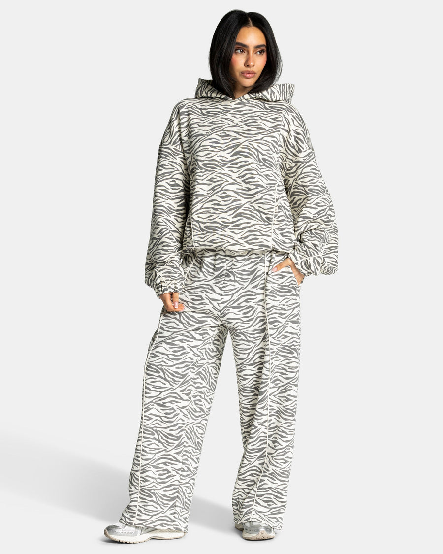 Contrastline Hooded Sweater "Zebra Off White"