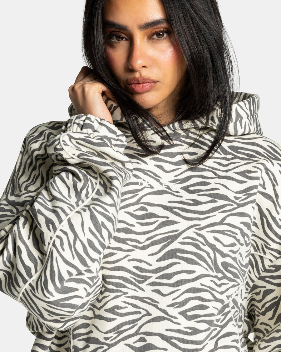 Contrastline Hooded Sweater "Zebra Off White"