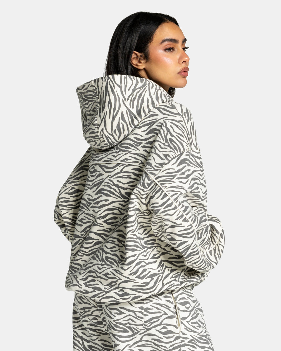 Contrastline Hooded Sweater "Zebra Off White"