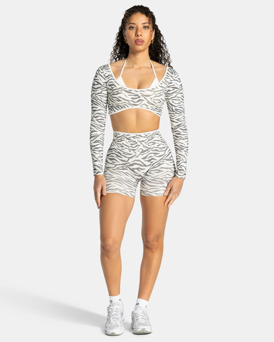 Contrastline Sculpt Scrunch Shorts "Zebra Off White"
