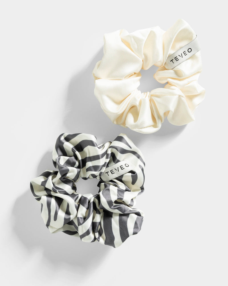 Contrastline Scrunchies (2er-Pack) ''Zebra - Off White''