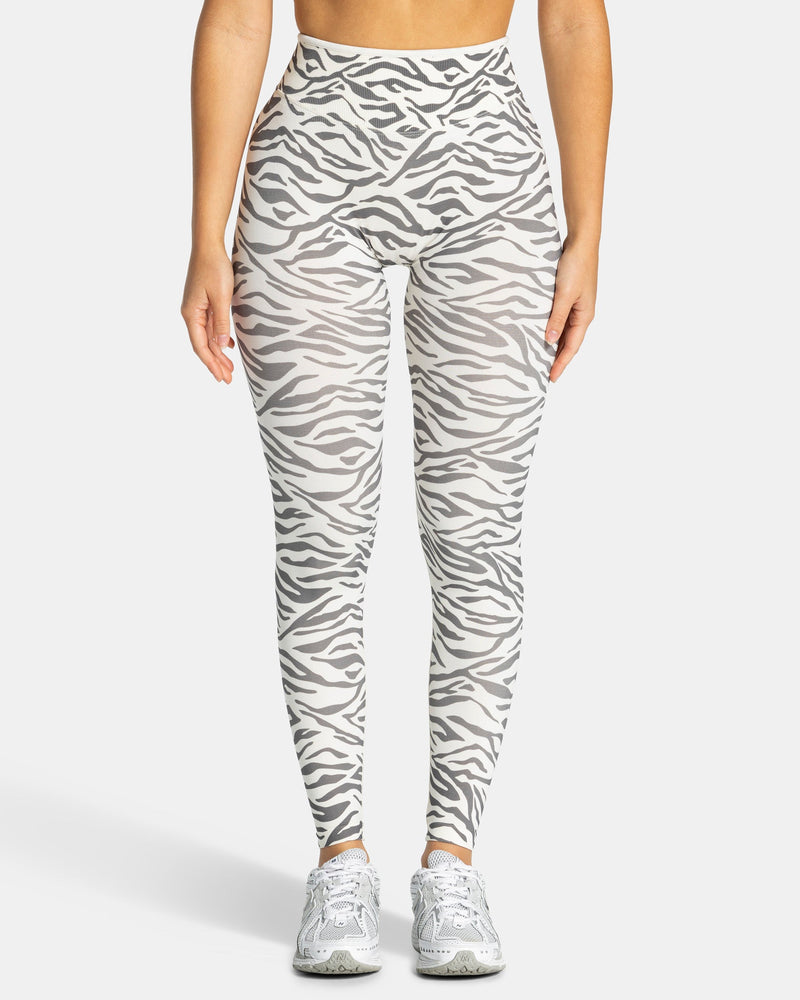 Contrastline Sculpt Scrunch Leggings "Zebra Off White"