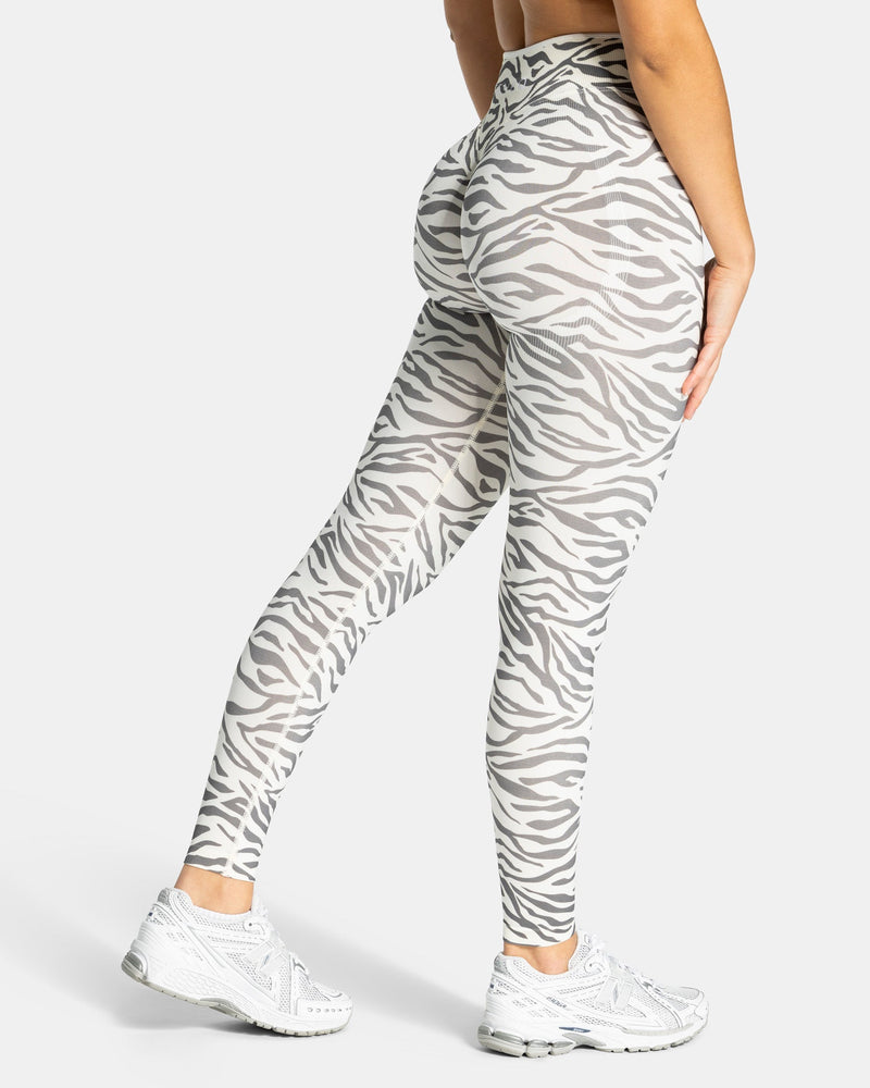Contrastline Sculpt Scrunch Leggings "Zebra Off White"
