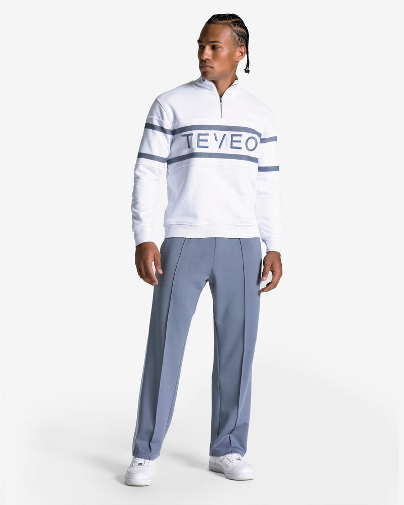 Club Half Zip Sweater "Weiß - Stahlblau"