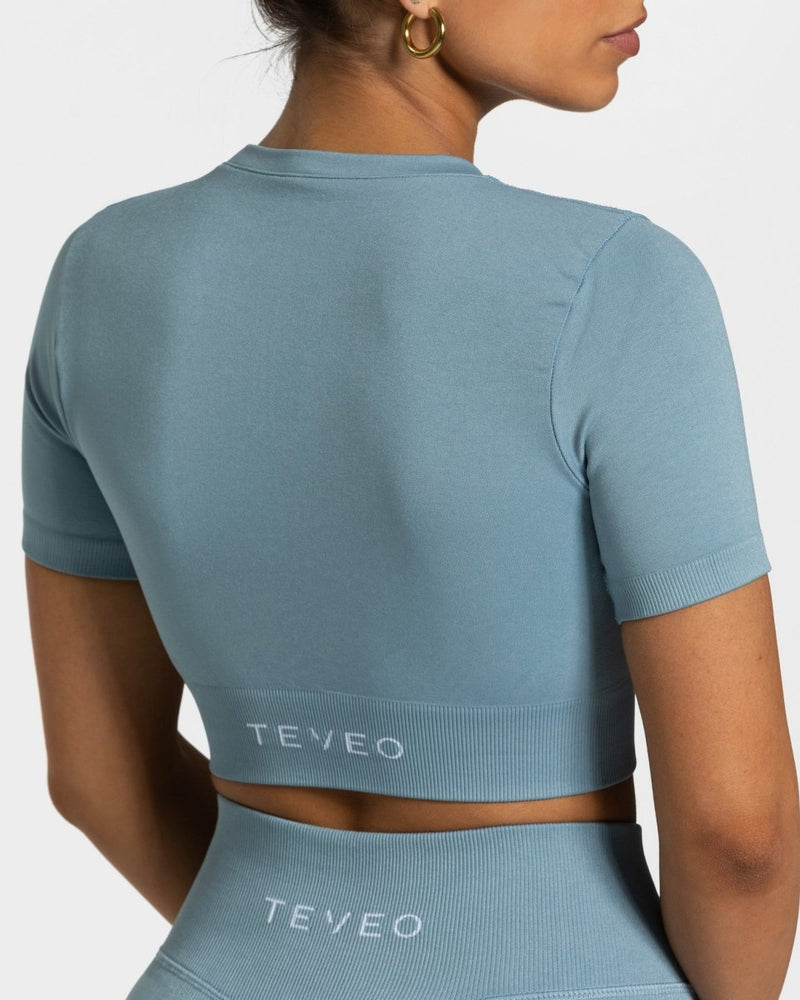 Sensation Crop Top "Stahlblau"
